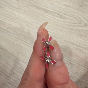 Swatch Pink Flower Silver Earrings